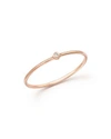 ZOË CHICCO 14K ROSE GOLD THIN BAND RING WITH DIAMOND,1SR D
