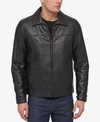 TOMMY HILFIGER MEN'S FAUX LEATHER LAYDOWN COLLAR JACKET