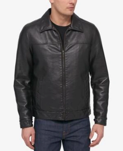 TOMMY HILFIGER MEN'S FAUX LEATHER LAYDOWN COLLAR JACKET