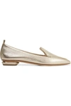 NICHOLAS KIRKWOOD BEYA METALLIC TEXTURED-LEATHER POINT-TOE FLATS