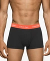 Calvin Klein Men's Cotton Stretch Low-rise Trunks 3-pack Nu2664 In Black Multi Waistbands