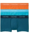 Calvin Klein Men's Cotton Stretch Low-rise Trunks 3-pack Nu2664 In Blue Stripe/electric Blue/orange