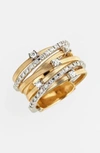 Marco Bicego Goa Diamond, 18k White, Rose & Yellow Gold Seven-strand Ring
