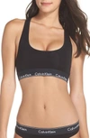 Calvin Klein Modern Cotton Collection Cotton Blend Racerback Bralette In Black W/ Black Wb