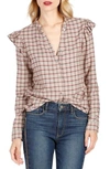 Paige Jenelle Ruffle Plaid Shirt In Champagne Multi