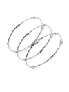 JOHN HARDY BAMBOO WHITE TOPAZ & STERLING SILVER BANGLE BRACELET SET,0493252081789