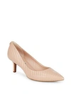 KARL LAGERFELD WOMEN'S ROSETTE LEATHER POINT TOE PUMPS,0400093318029