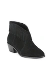 JOIE Makena Fringed Suede Block Heel Booties,0400093977568