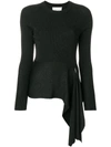 3.1 Phillip Lim Black Lurex Waist Tie Pullover
