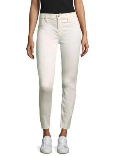 7 For All Mankind B(air) Mid-rise Ankle Skinny Jeans With Faux Front Pockets In White