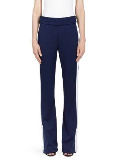 Off-white Pull-on Flared Side-stripe Track Trousers In Dark Blue