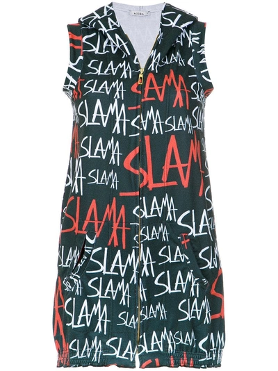 Amir Slama Logo Print Hood Dress In Black