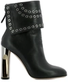 ALEXANDER MCQUEEN BLACK LEATHER HEELED ANKLE BOOTS,485802 WHBL3 1000