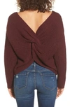 Astr Twist Back Sweater In Burgundy