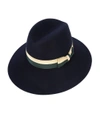 MAISON MICHEL Blue Kate Two-Tone Bow Fedora Hat,1099970139105743581