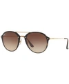 Ray Ban Blaze Round Double Bridge Light Brown Gradient Sunglasses Rb3647n 907051 51 In Brown/brown Gradient