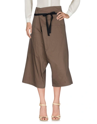 Isabel Benenato Cropped Trousers & Culottes In Khaki