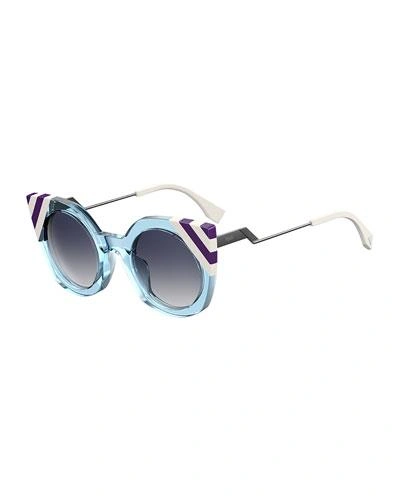 Fendi Round Cat-eye Sunglasses In Blue