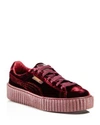 Fenty X Puma Fenty Puma X Rihanna Women's Velvet Lace Up Creeper Sneakers In Burgundy