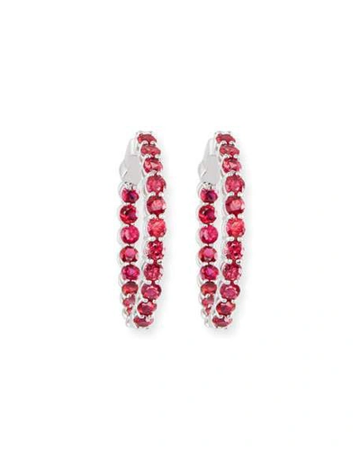 American Jewelery Designs Large Ruby Hoop Earrings