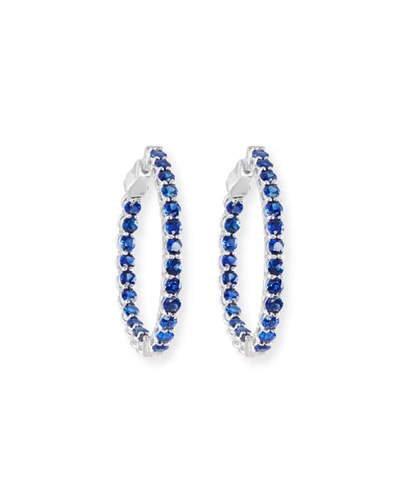 American Jewelery Designs Small Blue Sapphire Hoop Earrings