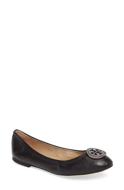 Tory Burch Liana Leather Ballet Flats In Black