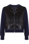 JCREW SEQUINED TULLE AND WOOL BOMBER JACKET