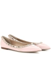 Valentino Rockstud Patent Leather Ballerinas In Pink