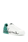 Dolce & Gabbana Portofino Sneakers In Leather And Patent In Bianco-verdebianco