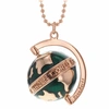 True Rocks Small Spinning Globe Necklace Rose Gold & Green Enamel