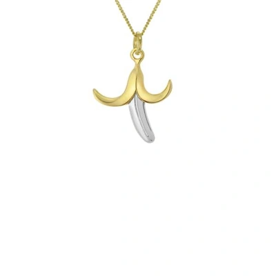 TRUE ROCKS WOMEN'S GOLD / SILVER 2 TONE STERLING SILVER & GOLD PLATED BANANA MINI PENDANT