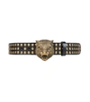 GUCCI Black/Gold Studded Tiger Head Belt,714389802599013399