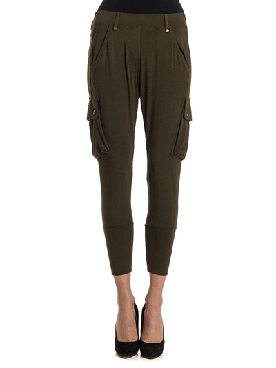 Plein Sud Jeanius Viscose Blend Trousers In Military Green