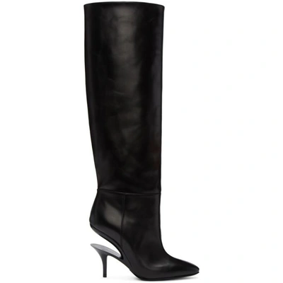 Maison Margiela Suspended-heel Leather Knee-high Boots In Black