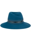 MAISON MICHEL BLUE VIRGINIE RABBIT FELT FEDORA HAT,VIRGINIE100105200312452554