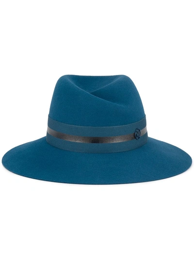 Maison Michel Blue Virginie Rabbit Felt Fedora Hat
