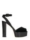 GIUSEPPE ZANOTTI BETTY BLACK VELVET PLATFORM SANDALS,9434428