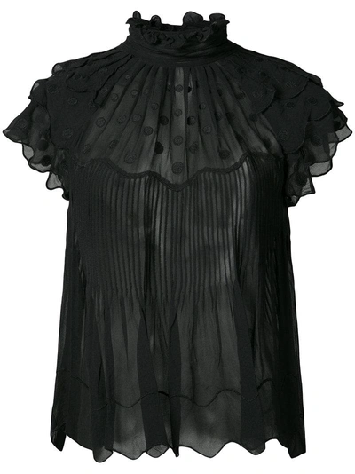 Ulla Johnson Darla Embroidered Silk-georgette Top In Black