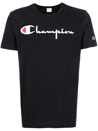 Champion Logo Embroidered Cotton T-shirt In Black