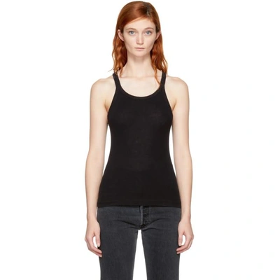 Re/done Ribbed Tank Top In Black