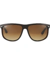 Ray Ban Ray-ban Black On Brown Square Sunglasses With Brown Tinted Lenses Rb4147 60, Women's, Top Black On B In Top Black On Brown