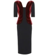 ROLAND MOURET COMBERTON VELVET AND CRÊPE DRESS,P00290366