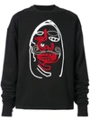 Haculla Face-embroidered Cotton Sweatshirt In Black