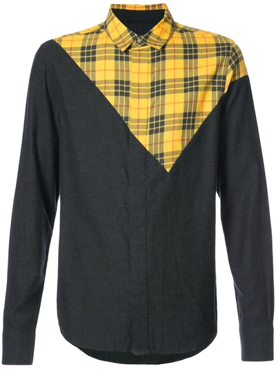 Mostly Heard Rarely Seen Asymmetric Check Patch Shirt In Black