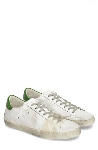 Golden Goose Superstar Leather Low Top Sneakers In White Green