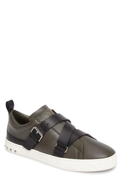 Gucci V-punk Buckle Strap Sneaker In Olive/ Nero
