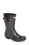 Hunter Original Starcloud Short Rain Boots In Black Glitter