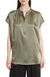 VINCE SHIRRED SILK BLOUSE,V453211713