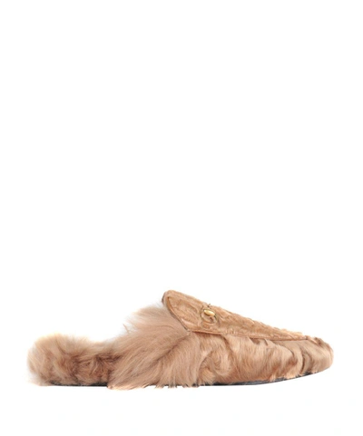 Gucci 10mm Princetown Shearling Fur Loafer In Bianco