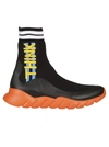 Fendi Men's Love High-top Sock Running Sneakers In Black